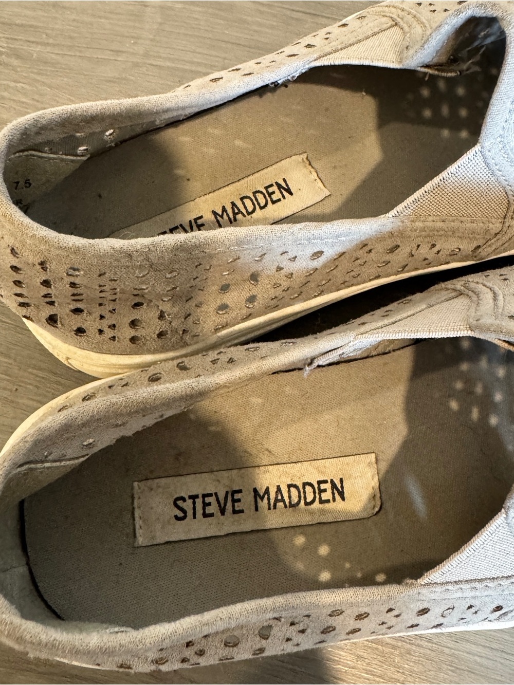 Steve Madden Shoes Womens 7.5 Odonna Loafer Gray Perforated Casual Comfort Flats - Picture 5 of 6